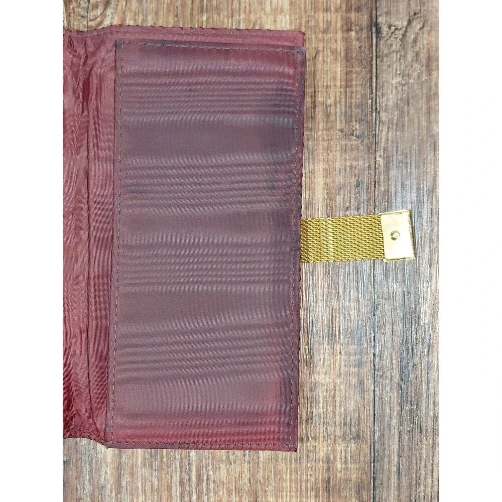 Vintage Whiting and Davis Gold Mesh Tri-Fold Checkbook Bilfold Clutch Metallic